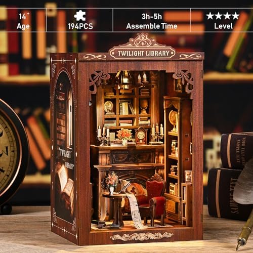 Book Nook Kits 3D Wooden Puzzles for Adults Crafts Miniature Dollhouse Kit & DIY Miniature House Kit, Tiny House Building Kit Bookshelf Decor - the for Family and Friends - Image 2