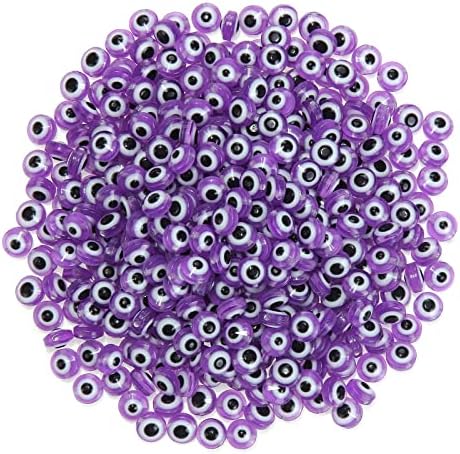 200pcs Evil Eye Beads Purple Lampwork Beads Charms for DIY Crafts Amulet Decoration Jewelry Making Rings Necklaces Bracelets Anklets(Purple) - Image 3