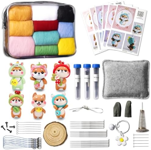 KIDS KING Needle Felting Kit for Beginners & Adults – 6 Piece of Shiba Inu Plush Dolls DIY with Instruction, Material Tools: Wool, Needles, Felting Pad, Arts & Craft Set for Handicraft Beginners by Unknown