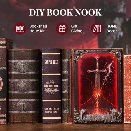 CCCDF Book Nook Kit, DIY Miniature Dollhouse Sword of Fire Magic - Image 5