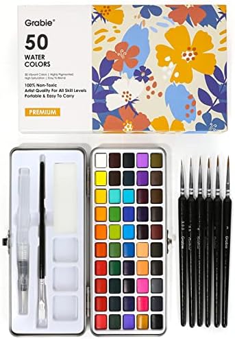 Grabie 50 Color Watercolor Paint Set with Brush Pens by Grabie