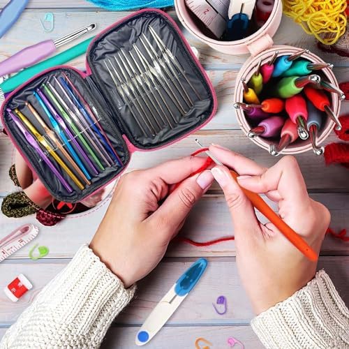 Allazone Crochet Kits for Beginners Adults, 122PCS Crochet Set-Professional Knitting Crochet Starter Kit, Knitting Kit with Needles and Case (Style A) - Image 4
