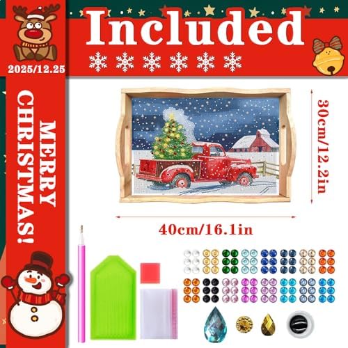 DOTSOPS 5D Diamond Art Kits for Adults Wooden Serving Tray with Handle - Image 2
