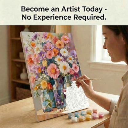 Amphol Paint by Numbers Kit for Adults - Boho Cosmos Floral DIY Paint by Number Canvas Art Kit, 16x20in Unframed Oil Painting by Number Kit, Relaxation and Home Decoration, Complete Acrylic Paint Set - Image 4