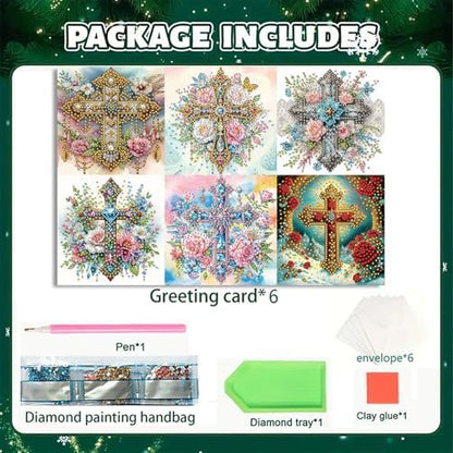 MaiYiYi 6 Pack DIY Cross Diamond Painting Greeting Cards Kit - Image 7