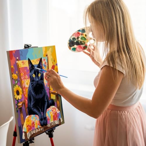 Paint by Numbers Kit for Adults, Black Cat Number Painting, 16 x 16 Inch - Image 6