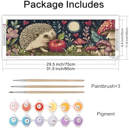 VAIIEYO Paint by Numbers Kit for Adults Hedgehog, Animal Paint by Numbers, Large Size Painting Kit Canvas Drawing Paintwork for Beginner Arts Craft for Home Wall Decor 12x31 inch(Without Frame) - Image 4