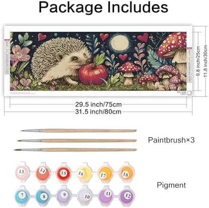 VAIIEYO Paint by Numbers Kit for Adults Hedgehog, Animal Paint by Numbers, Large Size Painting Kit Canvas Drawing Paintwork for Beginner Arts Craft for Home Wall Decor 12x31 inch(Without Frame) - Image 4