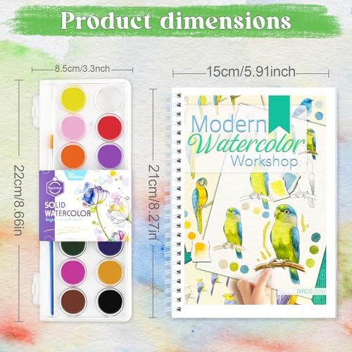Beginners Watercolor Workbook for Adults, Step-by-Step Coloring Book Set - Image 6
