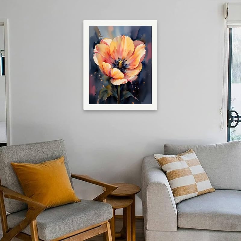 Botanical Art Paint by Numbers Kit for Adults - DIY Orange and Yellow Poppy Flower Close-Up Painting on Canvas 16x20 Inches, Acrylic Paint Set, Suitable for Beginners, for Decoration or Gifts - Image 4