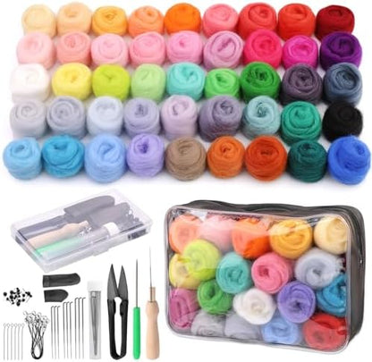 SOCNITC 45 Colors Needle Felting Kits Needle Felting Supplies with Tools by SOCNITC