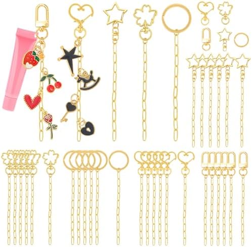 Ecoofor 50 Set Keychain Making Kit, 5 Style Metal Keychain Clips with Swivel Snap Hooks, Lobster Clasps, Key Rings & Extender Chains for DIY Crafts, Jewelry, Bags, Keychains & Gift Accessories by Ecoofor