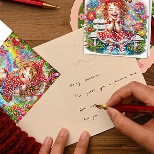 TDFERAN Diamond Painting Bench Rainbow Princess Card 6 Set Red Princess Crystal Puzzle Return Thank You Card Butterfly Garden Handmade Invitations Anniversary Bestie Cards Thank You Cards Wedding - Image 7