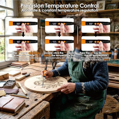 Upgrade 40Pcs Wood Burning Kit, Craft Pyrography Tools for Beginners, Adults, Engraver, Carver, Adjustable Temp Wood Burning Pen, Ideal for Woodworking, Carving and Leather Craft - Image 5