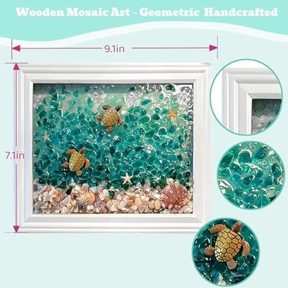 Mosaic Kit for Adults Ocean Inspired Sea Art - Turtle Shell Wall Decor Set DIY Tools, Complete Resin, Framework, Mosaic Stained Glass Pieces, Creative Craft Kits for Beginners, Handmade Birthday Gifts - Image 5