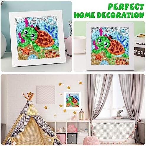 QEUOYSS Diamond Art Kit for Kids with Wooden Frame Art and Crafts for Kids Ages 6-8 -10-12 Easy to DIY Diamond Art for Kid and Adult Beginners Home Wall Decoration (Turtle) - Image 4