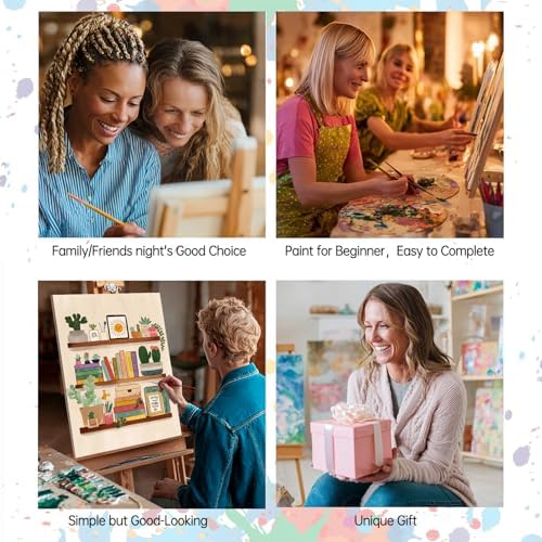 Aihonmin Bookshelf 6 Pack Paint by Numbers for Adults Books DIY Painting on Canvas with Brushes Pigment Crafts DIY Acrylic Paintwork Home Decoration Gift for Book Lovers 8x11.8 Inch (Frameless) - Image 6