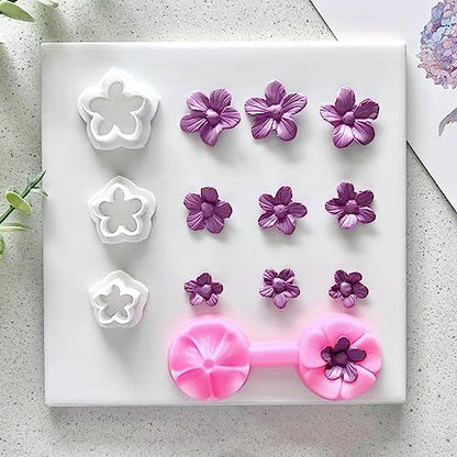 meeeyya Flower Petal Clay Cutters - Flower Polymer Clay Cutters for Earrings Making, 3pcs Cutters with 1pcs Petal Press Polymer Clay Mold for Jewelry Making - Image 5