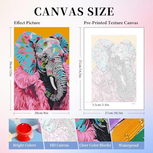6 Pack Paint by Numbers Kit for Adults, Colorful Animal Canvas Painting Set - Image 3