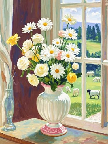 ZRIZQ Paint by Numbers Kit for Adults Beginners,Floral DIY Painting Set,Relaxing Creative Craft Activity,16x20 Inch-Flowers 6 by ZRIZQ
