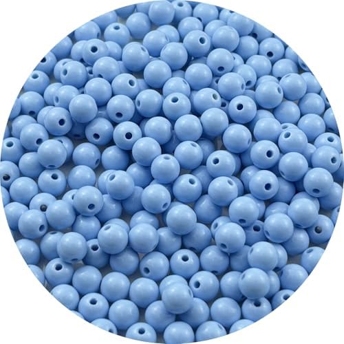 300pcs Acrylic Round Beads for Crafts 8mm Resin Candy Color Spacer Beads with Hole for Jewelry Making Sewing Crafts Decoration Necklaces Bracelets Earrings Supplies(Blue) by Unknown