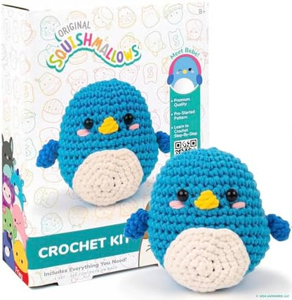 Original Squishmallows Bebe the Bluebird Crochet Kit, Includes Yarn, Crochet Hook, Starter Hooks, Step-By-Step Tutorials, Exclusive Crochet Kit For Beginners, DIY Craft, Crochet Kits, Great Teen Gifts by HorizonGroupUSA