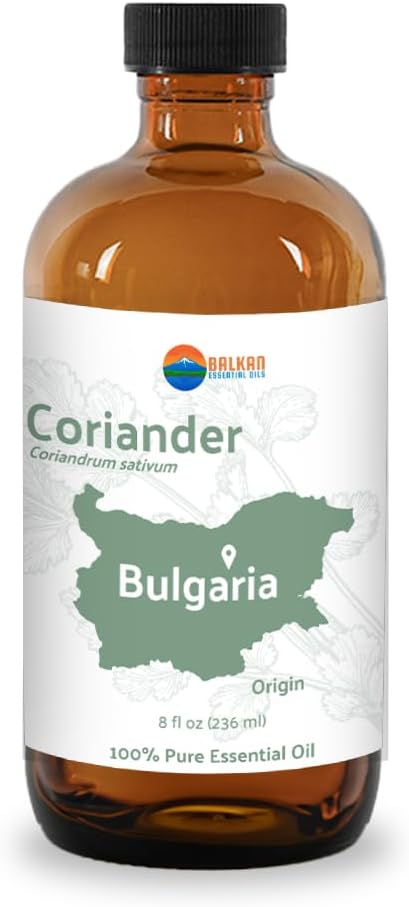 Nature Packaged Coriander Essential Oil - Direct from Bulgarian Balkan Mountains - Steam Distilled - Aceite Cilantro for Aromatherapy, Massage, Diffuser, DIY Candle and Soap Making - 8oz