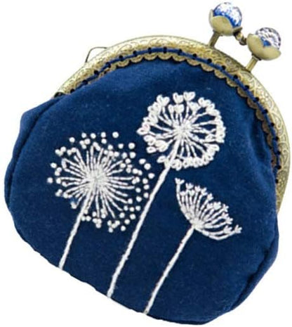 1 Set Coin Purse Embroidery Pouch Making Kit Lock Embroidery Tool DIY Coin Bag (Dandelion Style)