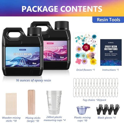 KISREL Epoxy Resin Kit 16OZ with Keychain Earring Molds, Tools for Beginner - Image 2