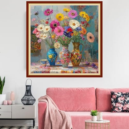 Redxing Stamped Cross Stitch Kits Embroidery kit for Beginners Adults Full Range of Embroidery Patterns Starter Kits DIY Printed Cross Stitch Kits Needlepoint Kits 11CT-Colorful Flowers 18x18 inchs - Image 2