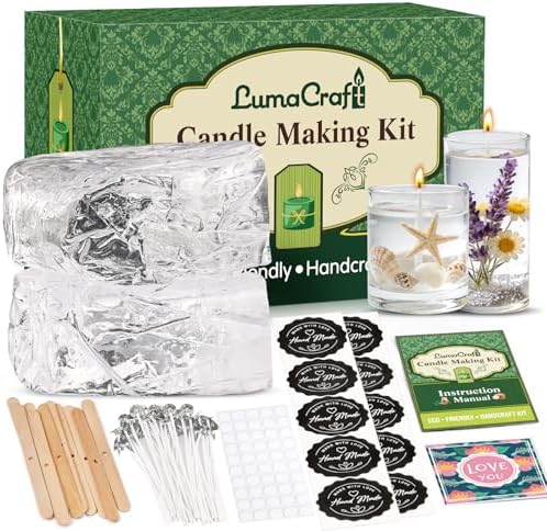 LumaCraft Clear Gel Wax for Candle Making - 2.2LB (1000g) Transparent Jelly Candle Wax with Wicks, Wick Stickers & Holders - Non-Toxic, Unscented DIY Gel Wax for Beginners & Crafters by Unknown