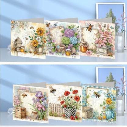 6PCS Flower Diamond Art Painting Greeting Cards Kit with Envelopes - 5D DIY Diamond Art Card Kits for Adults - Handcrafted Postcards for Birthday & Holiday - Image 2