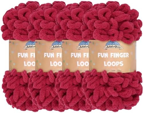 JubileeYarn Fun Finger Loops Yarn - Sangre - 4 Skeins by BambooMN