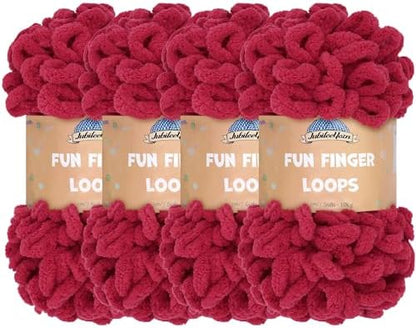 JubileeYarn Fun Finger Loops Yarn - Sangre - 4 Skeins by BambooMN