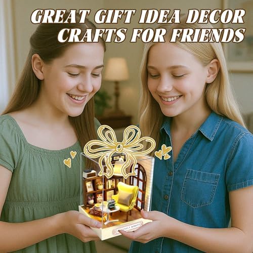 Kisoy Dollhouse Miniature with Furniture Kit, DIY 3D Wooden DIY House Kit with Dust Cover,Handmade Tiny House Toys for Teens Adults Gift(Leisurely Moment) - Image 4