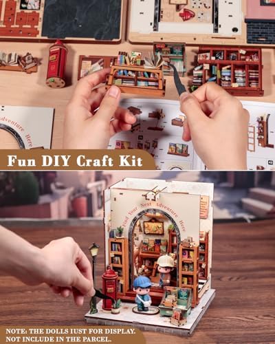 CUTEBEE Book Nook Kit - DIY Miniature House Dollhouse Kit for Adults and Teens, Booknook Tiny House Bookstore Library Bookshelf Decor 3D Wooden Puzzle, Gifts for Family, Friends (Jack’s Bookery) - Image 6