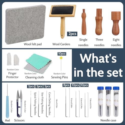 SOCNITC Needle Felting Tools Kit, 10"x8" Felting Pad and Wool Carders - Image 6