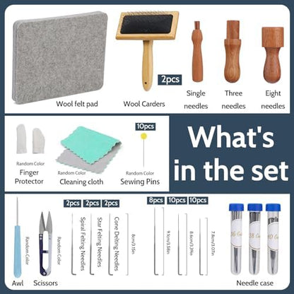 SOCNITC Needle Felting Tools Kit, 10"x8" Felting Pad and Wool Carders - Image 6