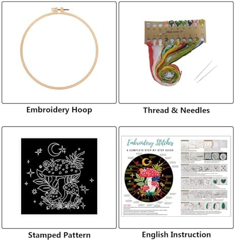 Nuberlic Mushroom Embroidery Kits for Beginner Adults - Image 2