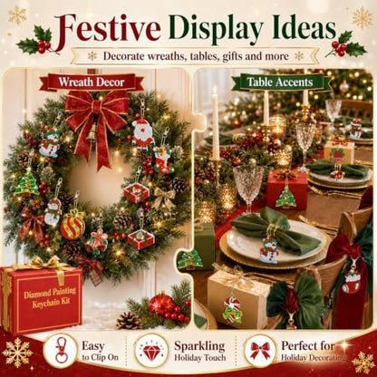 Yaomiao 17 Pcs Double Sided Diamond Art Christmas Ornaments Keychains 5d - Image 6