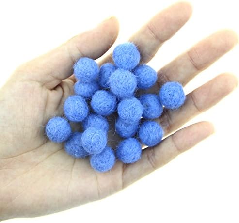 Needle Felt Balls Pure Wool Beads Dry Felted Balls 15mm Handmade DIY Crafts 20pcs (Blue) - Image 3