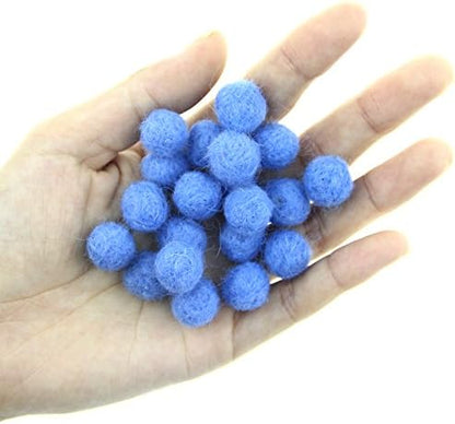 Needle Felt Balls Pure Wool Beads Dry Felted Balls 15mm Handmade DIY Crafts 20pcs (Blue) - Image 3