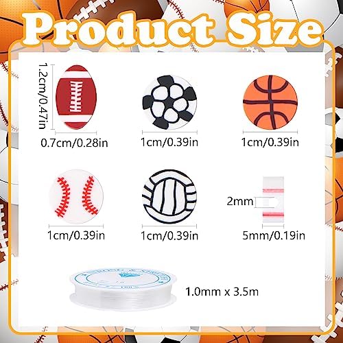 EVERMARKET 100pcs Sports Ball Beads Sports Polymer Clay Beads Bulk,Baseball Football Basketball Volleyball Rugby DIY Crafts for Jewelry Making Key Chains Earring Bracelet Necklace - Image 2