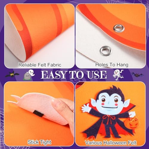 WovWeave 2.79ft DIY Felt Halloween Pumpkin Decor with 44 Pcs Ornaments - Image 4