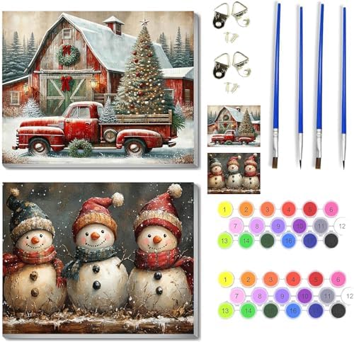 VIGEGU 2 Pack Christmas Paint by Numbers Kit for Adults with Framed by VIGEGU