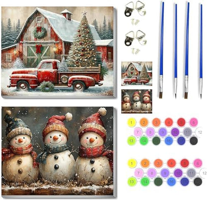 VIGEGU 2 Pack Christmas Paint by Numbers Kit for Adults with Framed by VIGEGU