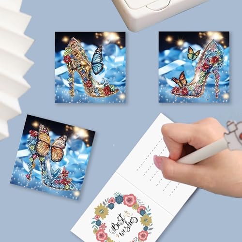 DIY Diamond Greeting Cards Set Christmas, 5D DIY Diamond Art Painting Greeting Card, DIY Christmas Card Making Kits for Family Friends Handmade Gift-#25-High Heels - Image 3