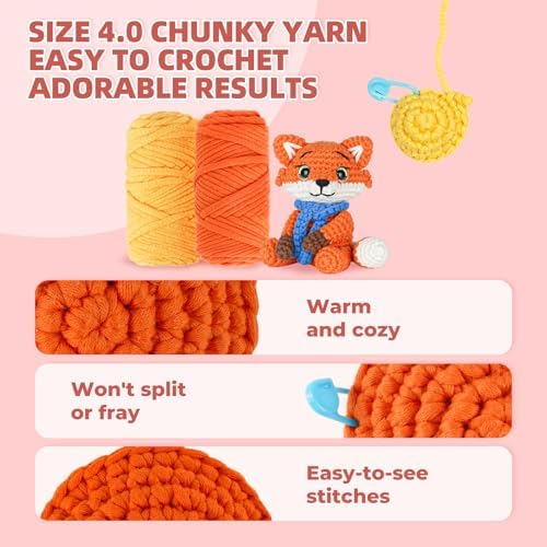 iptek Crochet Kit for Beginners Adults，Crochet Yarn for Beginners, 10colors Total Crochet Yarn Kits with Easy-to -See Stitches，Includes Basic Stitch Guide and extensive amigurumi Video tutorials. - Image 5