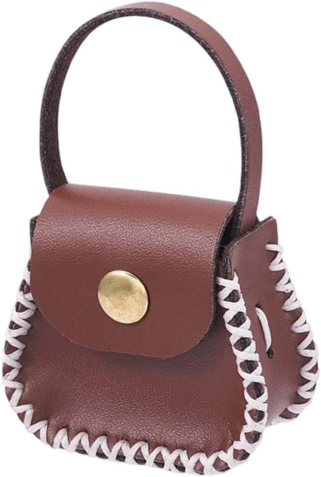 DIY Handbag Mini Coin Bag Sewing Set for Women PU Leather Purse Making Kit Handmade Small Purse Crochet Knitting Supplies for DIY Birthday Bridal Wedding Gift(Brown)