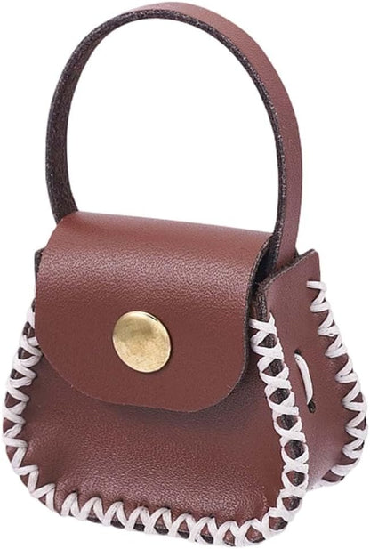 DIY Handbag Mini Coin Bag Sewing Set for Women PU Leather Purse Making Kit Handmade Small Purse Crochet Knitting Supplies for DIY Birthday Bridal Wedding Gift(Brown)